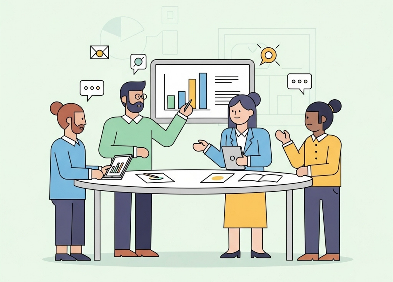 Medical Snowdropの産業医とスタッフの打ち合わせ風景